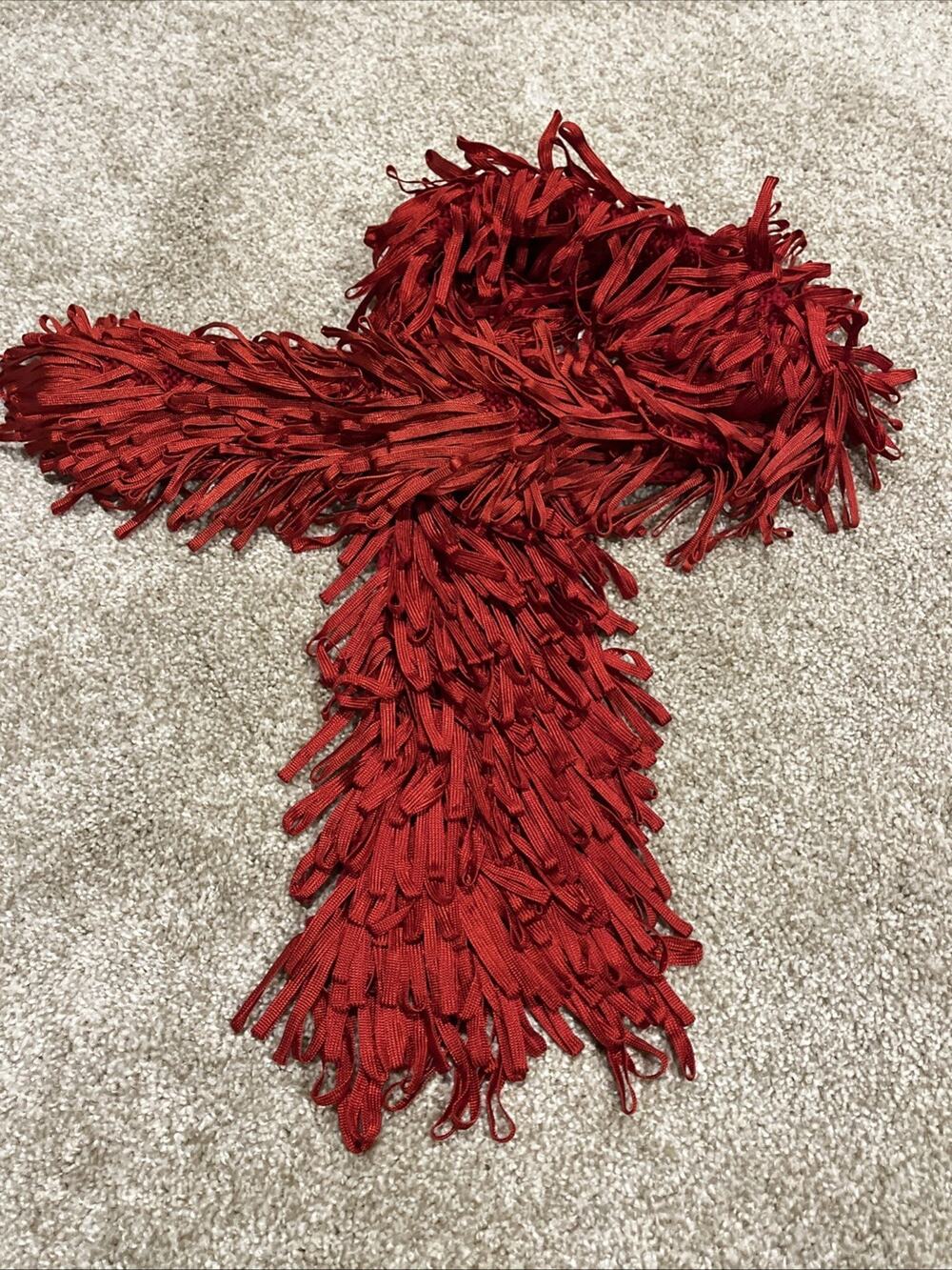 Pepa Pombo Red Fringed Scarf Acrylic